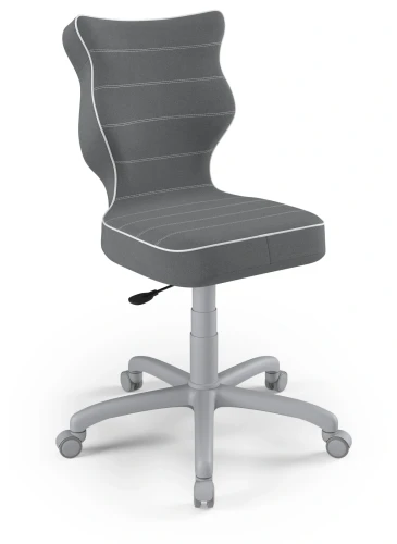 Krzesło młodzieżowe obrotowe do biurka Petit wzrost 146-188 cm szara podstawa kółka