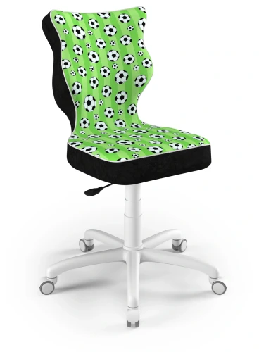 Krzesło młodzieżowe obrotowe do biurka Petit dla chłopca wzrost 146-188 cm biała podstawa kółka