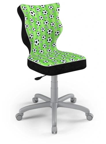 Krzesło młodzieżowe obrotowe do biurka Petit dla chłopca wzrost 146-188 cm szara podstawa kółka