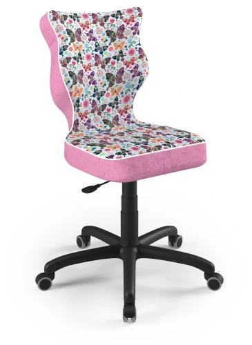 Krzesło młodzieżowe obrotowe do biurka Petit dla dziewczynki wzrost 146-188 cm czarna podstawa kółka