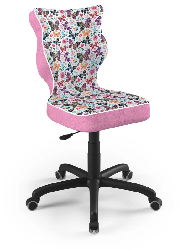 Krzesło młodzieżowe obrotowe do biurka Petit dla dziewczynki wzrost 146-188 cm czarna podstawa kółka - Storia 31