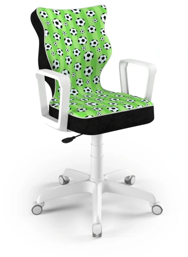 Krzesło młodzieżowe obrotowe do biurka Norm dla chłopca wzrost 146-188 cm biała podstawa kółka