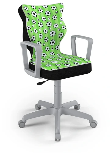 Krzesło młodzieżowe obrotowe do biurka Norm dla chłopca wzrost 146-188 cm szara podstawa kółka