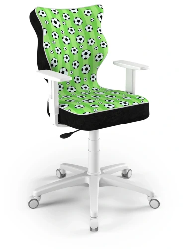 Krzesło młodzieżowe obrotowe do biurka Duo dla chłopca wzrost 146-188 cm biała podstawa kółka