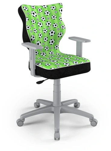 Krzesło młodzieżowe obrotowe do biurka Duo dla chłopca wzrost 146-188 cm szara podstawa kółka