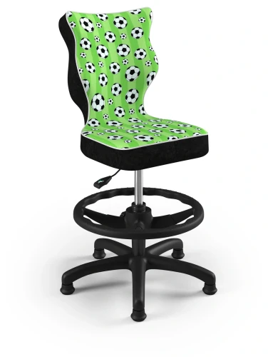 Krzesło dziecięce obrotowe do biurka Petit dla chłopca wzrost 119-159 cm czarna podstawa stopki z podnóżkiem