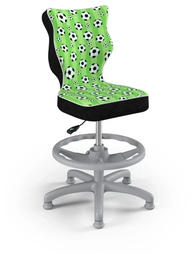 Krzesło dziecięce obrotowe do biurka Petit dla chłopca wzrost 119-159 cm szara podstawa stopki z podnóżkiem