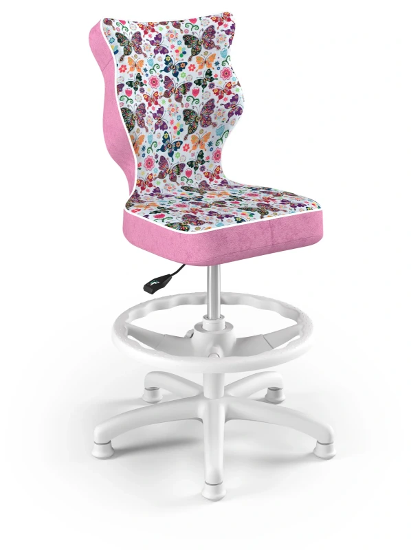Krzesło dziecięce obrotowe do biurka Petit dla dziewczynki wzrost 119-159 cm biała podstawa stopki z podnóżkiem - Storia 31