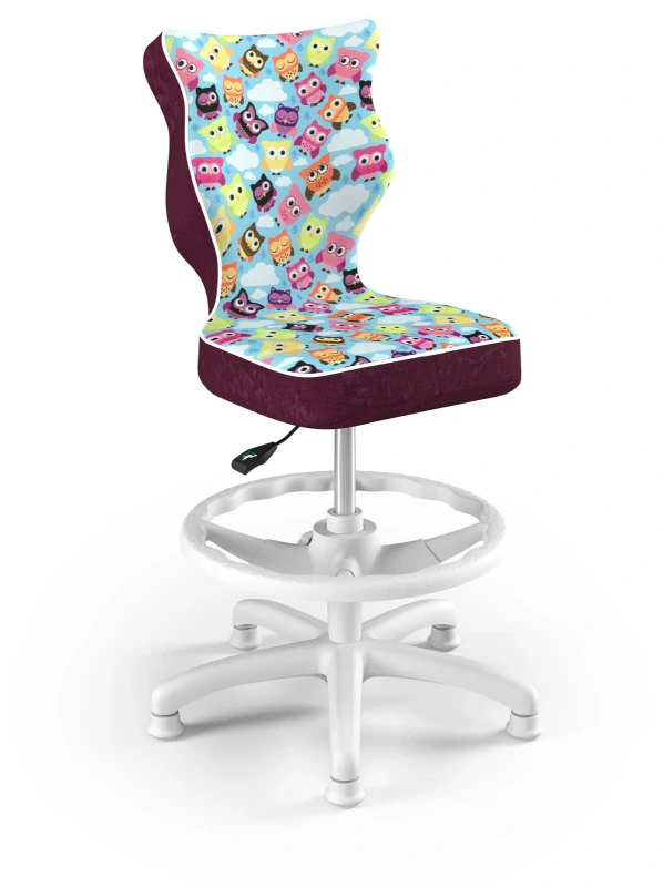 Krzesło dziecięce obrotowe do biurka Petit dla dziewczynki wzrost 119-159 cm biała podstawa stopki z podnóżkiem - Storia 32