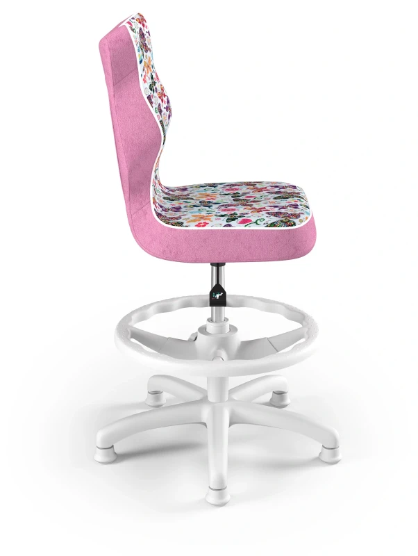 Krzesło dziecięce obrotowe do biurka Petit dla dziewczynki wzrost 119-159 cm biała podstawa stopki z podnóżkiem - Storia 31