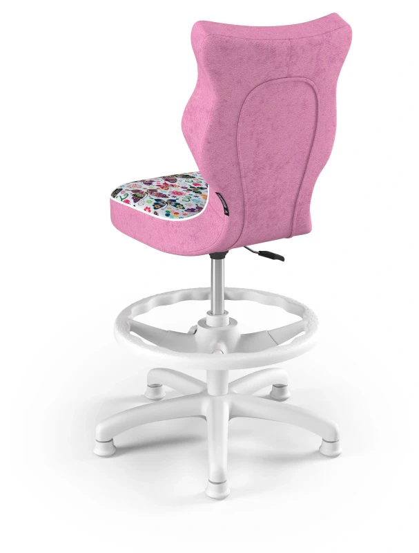 Krzesło dziecięce obrotowe do biurka Petit dla dziewczynki wzrost 119-159 cm biała podstawa stopki z podnóżkiem - Storia 31