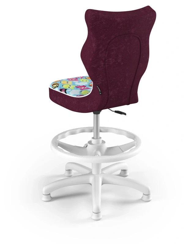 Krzesło dziecięce obrotowe do biurka Petit dla dziewczynki wzrost 119-159 cm biała podstawa stopki z podnóżkiem - Storia 32
