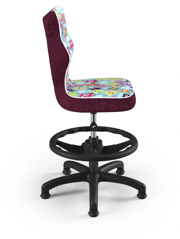 Krzesło dziecięce obrotowe do biurka Petit dla dziewczynki wzrost 119-159 cm czarna podstawa stopki z podnóżkiem - Storia 32