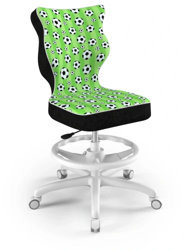 Krzesło młodzieżowe obrotowe do biurka Petit dla chłopca wzrost 146-188 cm biała podstawa kółka z podnóżkiem