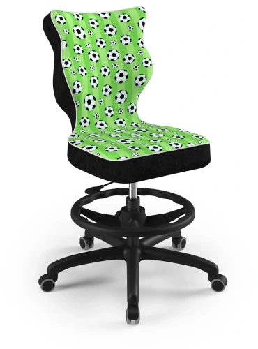 Krzesło młodzieżowe obrotowe do biurka Petit dla chłopca wzrost 146-188 cm czarna podstawa kółka z podnóżkiem