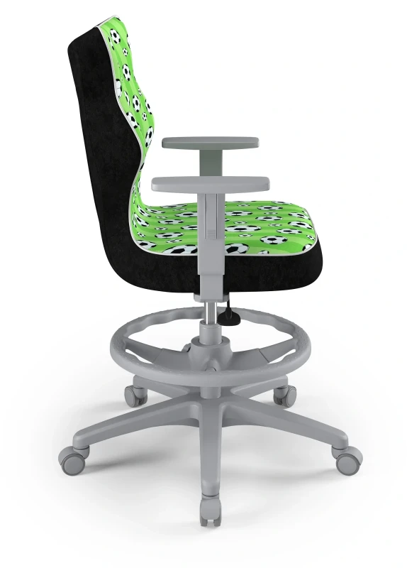 Krzesło młodzieżowe obrotowe do biurka Duo dla chłopca wzrost 146-188 cm szara podstawa kółka z podnóżkiem - Storia 29