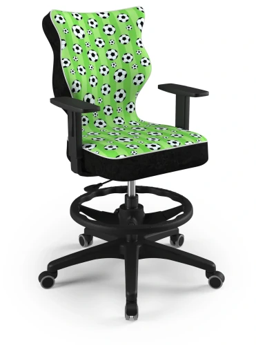 Krzesło młodzieżowe obrotowe do biurka Duo dla chłopca wzrost 146-188 cm czarna podstawa kółka z podnóżkiem