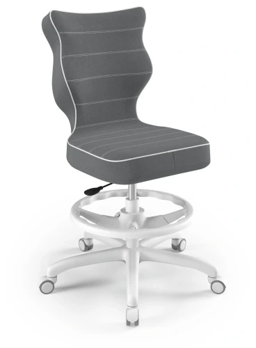 Krzesło młodzieżowe obrotowe do biurka Petit wzrost 146-188 cm biała podstawa kółka z podnóżkiem