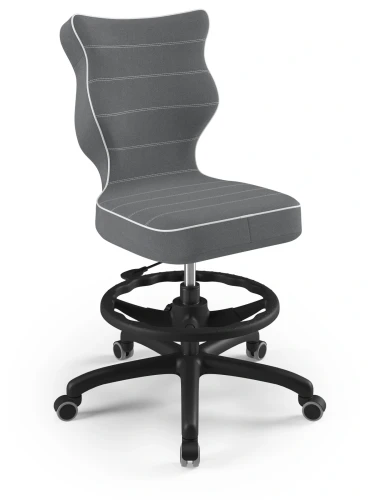 Krzesło młodzieżowe obrotowe do biurka Petit wzrost 146-188 cm czarna podstawa kółka z podnóżkiem