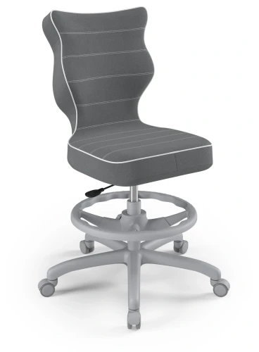 Krzesło młodzieżowe obrotowe do biurka Petit wzrost 146-188 cm szara podstawa kółka z podnóżkiem