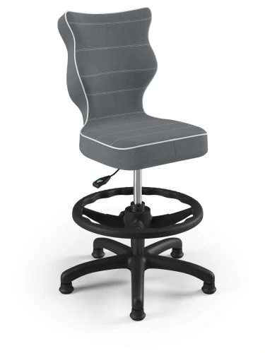 Krzesło dziecięce obrotowe do biurka Petit wzrost 119-159 cm czarna podstawa stopki z podnóżkiem