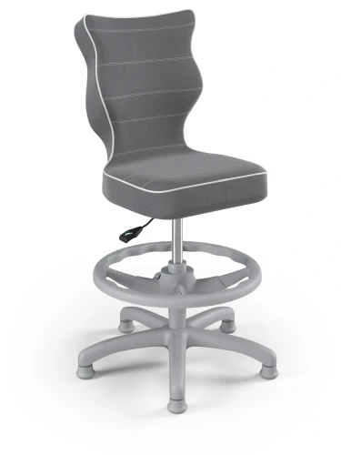 Krzesło dziecięce obrotowe do biurka Petit wzrost 119-159 cm szara podstawa stopki z podnóżkiem