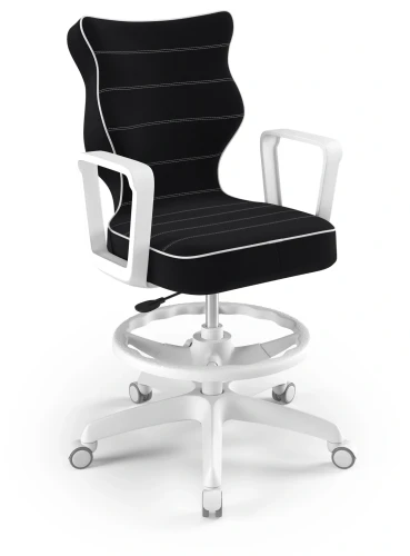 Krzesło młodzieżowe obrotowe do biurka Norm wzrost 146-188 cm biała podstawa kółka z podnóżkiem