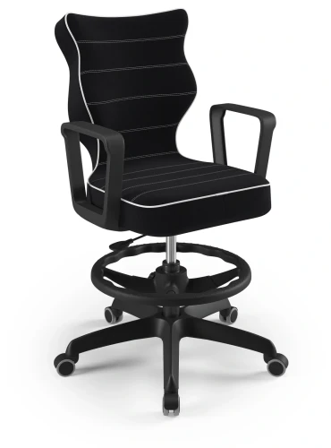Krzesło młodzieżowe obrotowe do biurka Norm wzrost 146-188 cm czarna podstawa kółka z podnóżkiem
