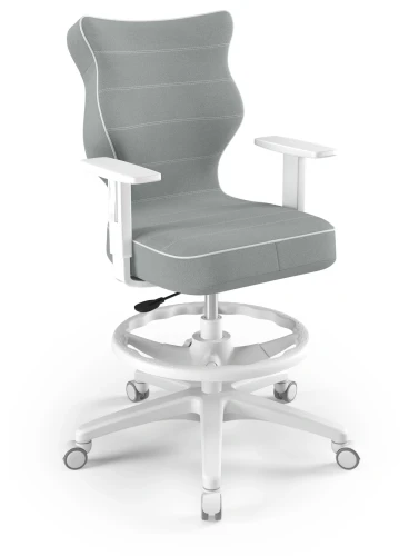 Krzesło młodzieżowe obrotowe do biurka Duo wzrost 146-188 cm biała podstawa kółka z podnóżkiem