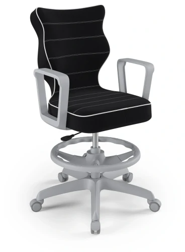 Krzesło młodzieżowe obrotowe do biurka Norm wzrost 146-188 cm szara podstawa kółka z podnóżkiem