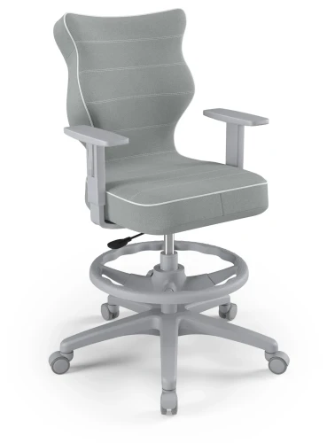 Krzesło młodzieżowe obrotowe do biurka Duo wzrost 146-188 cm szara podstawa kółka z podnóżkiem