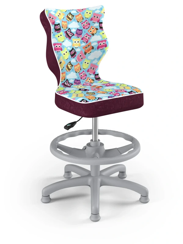 Krzesło dziecięce obrotowe do biurka Petit dla dziewczynki wzrost 119-159 cm szara podstawa stopki z podnóżkiem - Storia 32