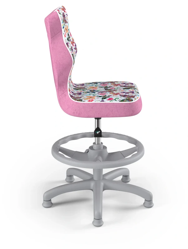 Krzesło dziecięce obrotowe do biurka Petit dla dziewczynki wzrost 119-159 cm szara podstawa stopki z podnóżkiem - Storia 31
