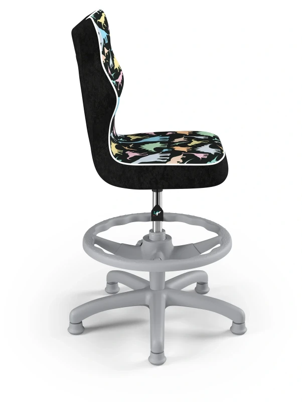 Krzesło dziecięce obrotowe do biurka Petit dla dziewczynki wzrost 119-159 cm szara podstawa stopki z podnóżkiem - Storia 30