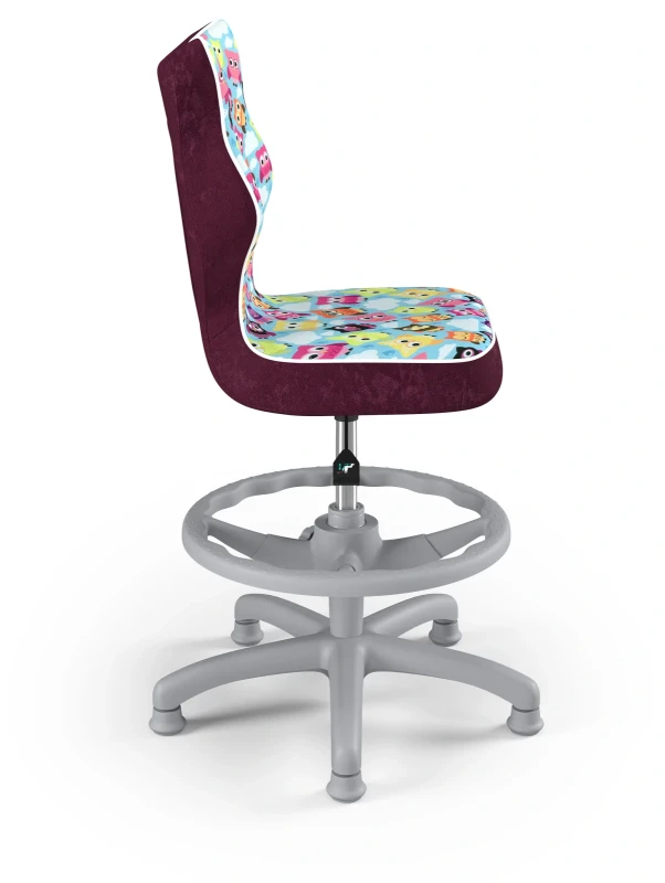 Krzesło dziecięce obrotowe do biurka Petit dla dziewczynki wzrost 119-159 cm szara podstawa stopki z podnóżkiem - Storia 32