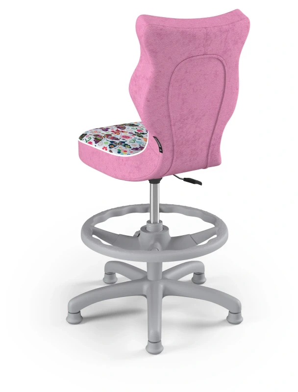 Krzesło dziecięce obrotowe do biurka Petit dla dziewczynki wzrost 119-159 cm szara podstawa stopki z podnóżkiem - Storia 31