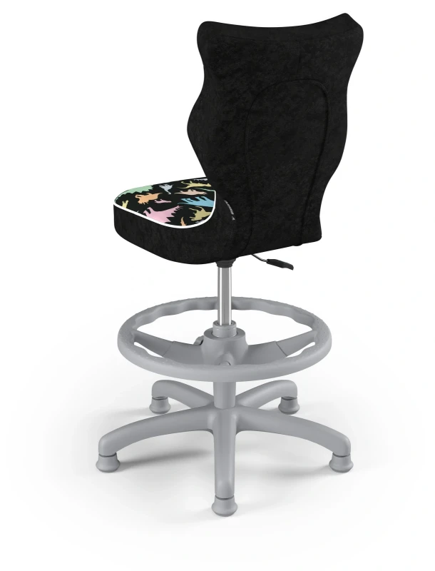 Krzesło dziecięce obrotowe do biurka Petit dla dziewczynki wzrost 119-159 cm szara podstawa stopki z podnóżkiem - Storia 30