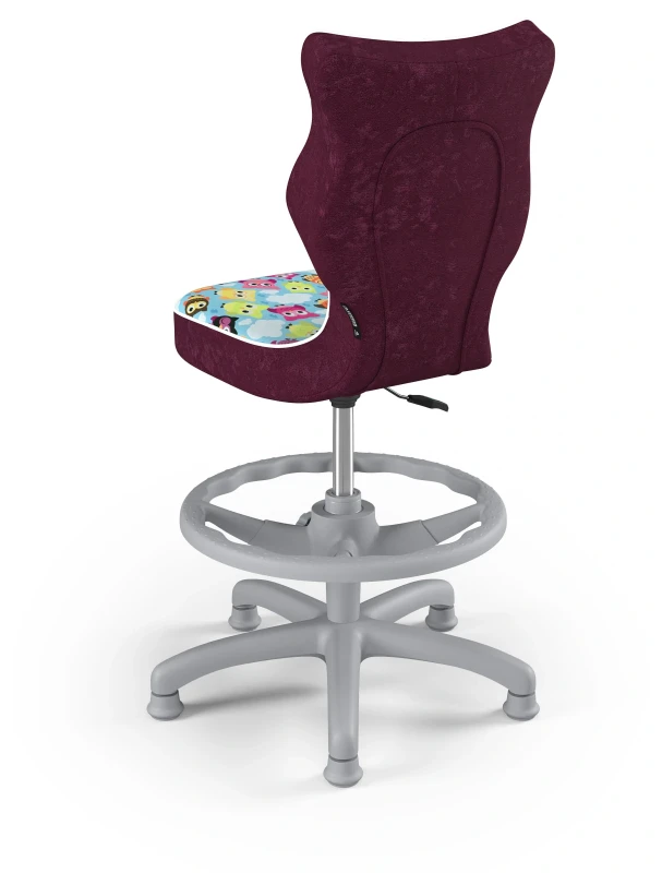 Krzesło dziecięce obrotowe do biurka Petit dla dziewczynki wzrost 119-159 cm szara podstawa stopki z podnóżkiem - Storia 32