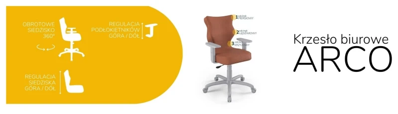 Krzesło biurowe obrotowe do biurka Arco wzrost 159-188 cm szara podstawa kółka - Vega 2