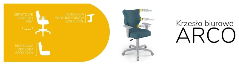 Krzesło biurowe obrotowe do biurka Arco wzrost 159-188 cm szara podstawa kółka - Solar 6