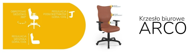 Krzesło biurowe obrotowe do biurka Arco wzrost powyżej 188 cm czarna podstawa kółka - Vega 2