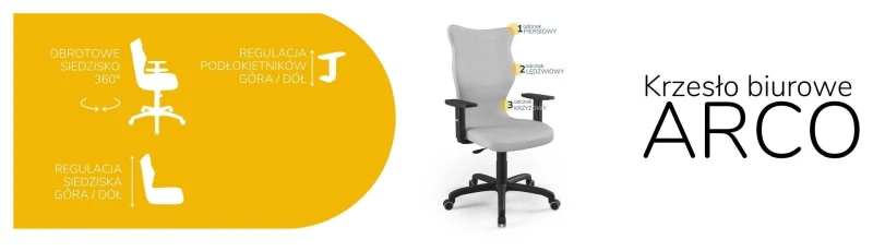 Krzesło biurowe obrotowe do biurka Arco wzrost powyżej 188 cm czarna podstawa kółka - Vega 3