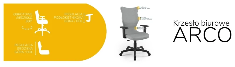 Krzesło biurowe obrotowe do biurka Arco wzrost powyżej 188 cm czarna podstawa kółka - Vega 33