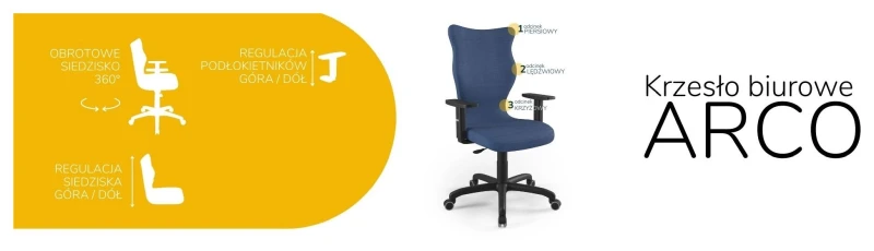 Krzesło biurowe obrotowe do biurka Arco wzrost powyżej 188 cm czarna podstawa kółka - Solar 24