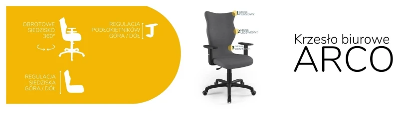 Krzesło biurowe obrotowe do biurka Arco wzrost powyżej 188 cm czarna podstawa kółka - Solar 33