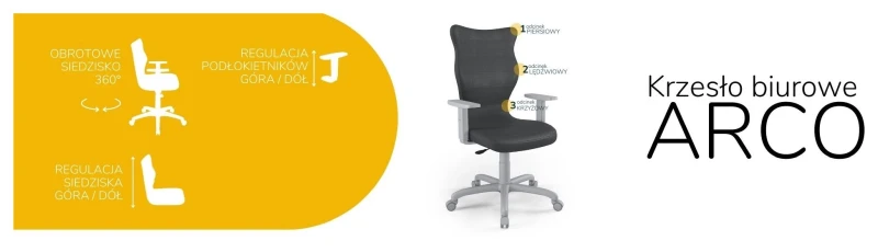 Krzesło biurowe obrotowe do biurka Arco wzrost powyżej 188 cm szara podstawa kółka - Vega 17