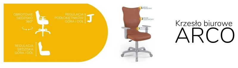 Krzesło biurowe obrotowe do biurka Arco wzrost powyżej 188 cm szara podstawa kółka - Vega 2