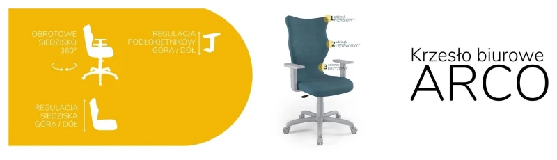 Krzesło biurowe obrotowe do biurka Arco wzrost powyżej 188 cm szara podstawa kółka - Solar 6