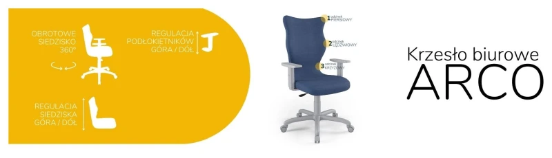 Krzesło biurowe obrotowe do biurka Arco wzrost powyżej 188 cm szara podstawa kółka - Solar 24