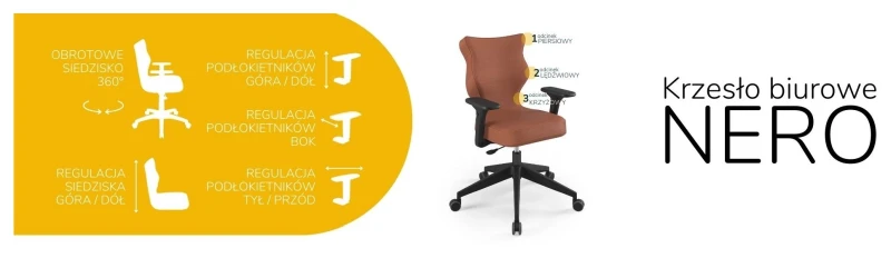 Krzesło biurowe obrotowe do biurka Nero wzrost 159-188 cm czarna podstawa kółka - Vega 2